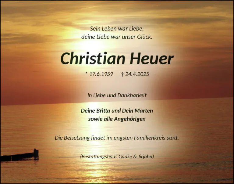 Traueranzeige Christian Heuer